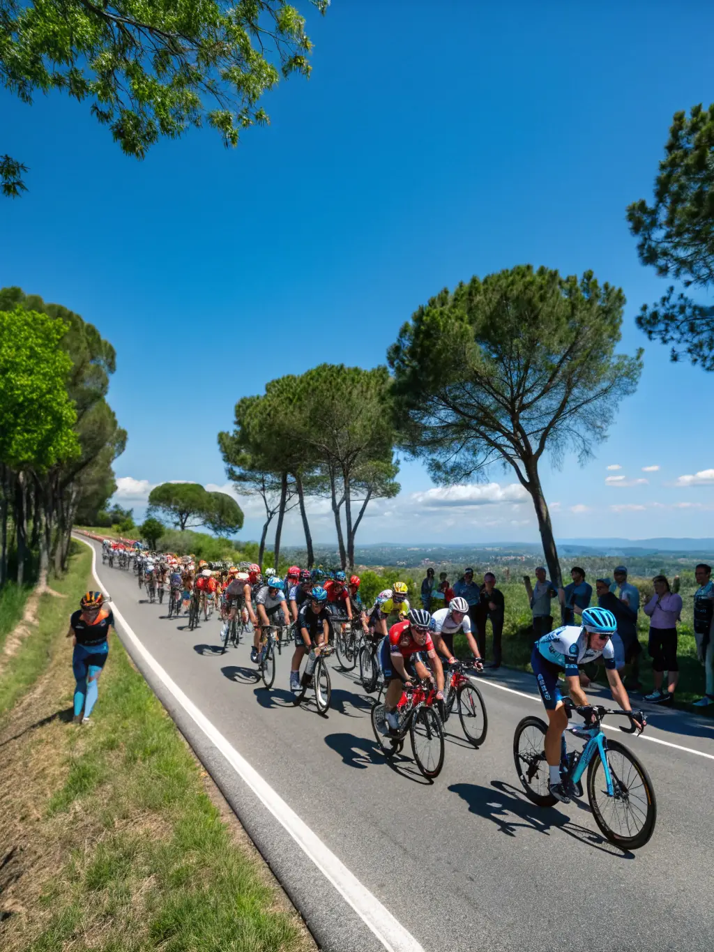 A picture of cyclists participating in a competitive cycling event organized by VELO CLUB VERNONNAIS, showcasing the club's involvement in competitive cycling and promoting athletic excellence.
