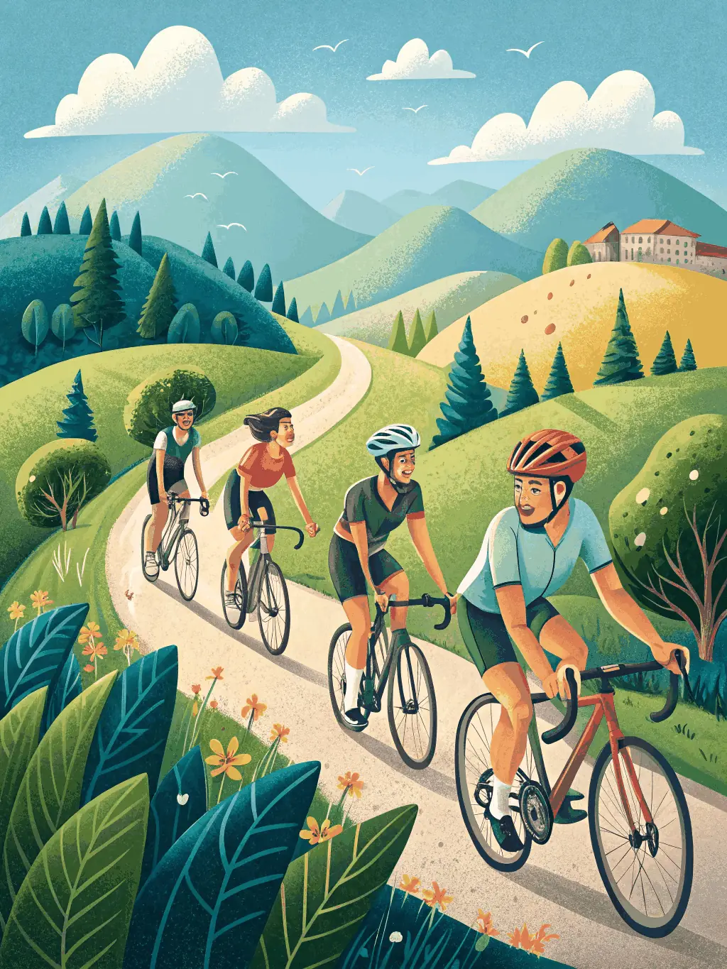 A photo of VELO CLUB VERNONNAIS members of diverse ages and backgrounds participating in a cycling event, highlighting the club's dedication to inclusivity and community engagement.